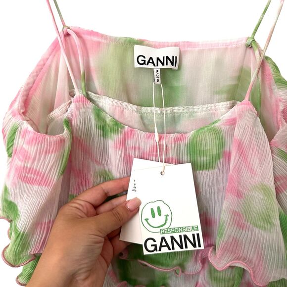 GANNI Patterned Georgette Mini Dress NWT Sz 38 (US 6) - Picture 5 of 6